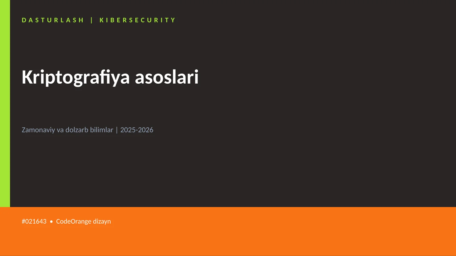 Kriptografiya asoslari 1