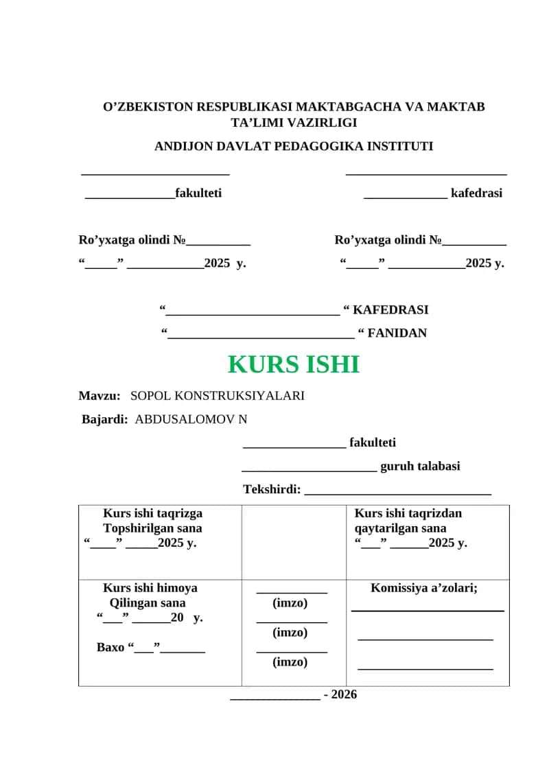 SOPOL KONSTRUKSIYALARI 1