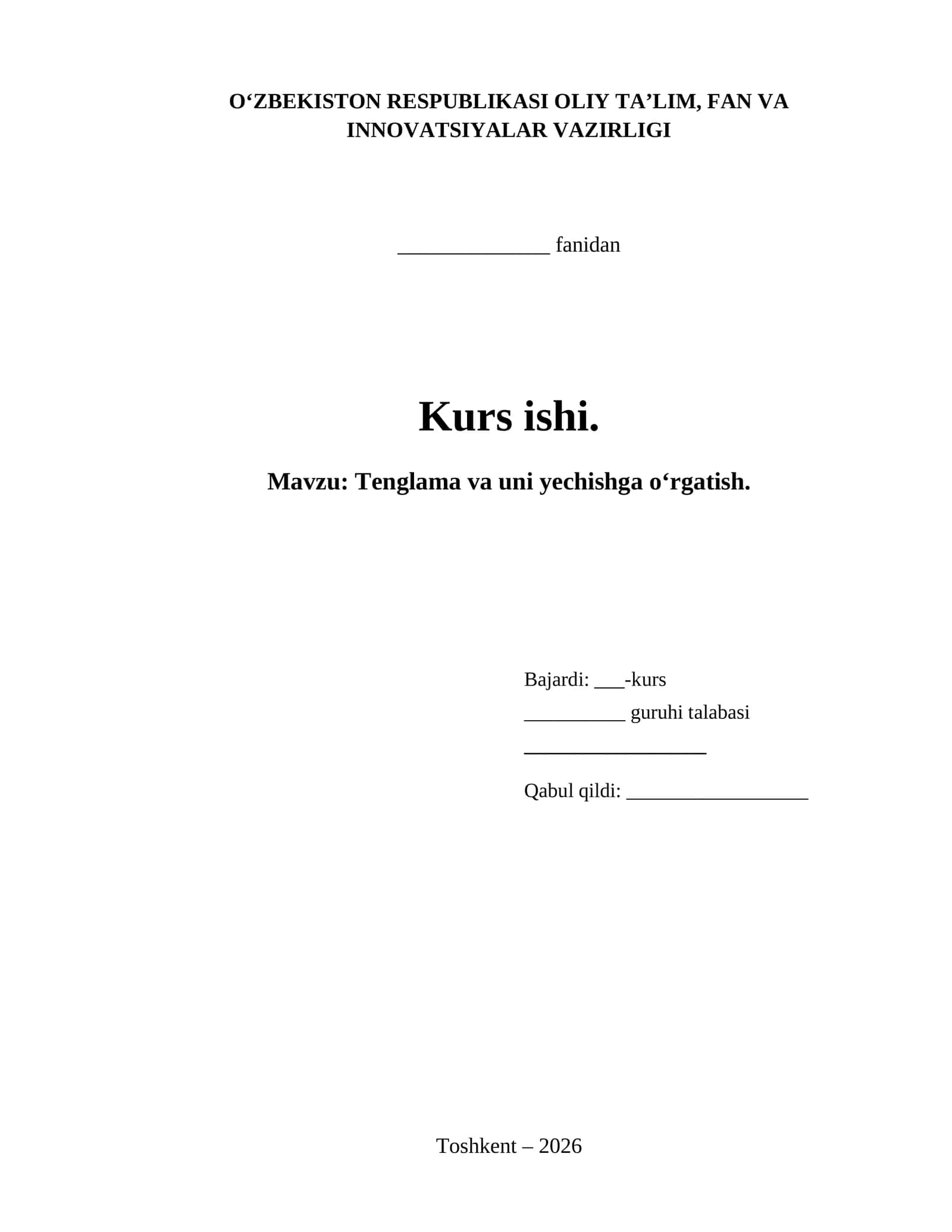 Tenglama va uni yechishga o‘rgatish. 1