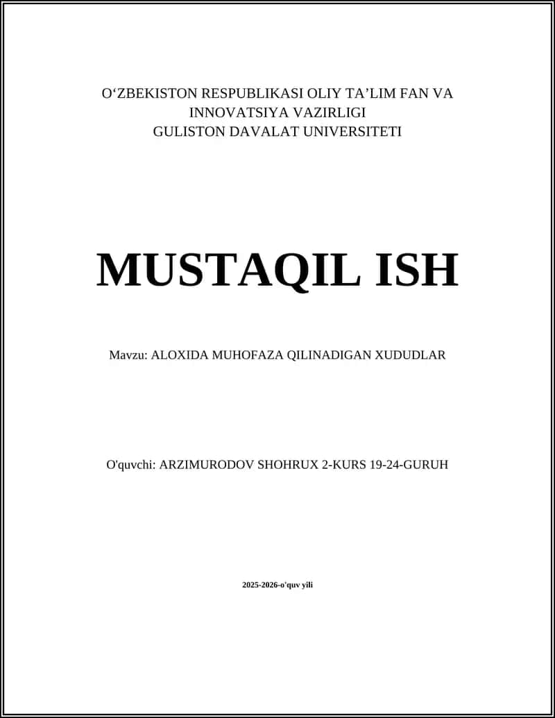 Alohida muhofaza qilinadigan xududlar 1