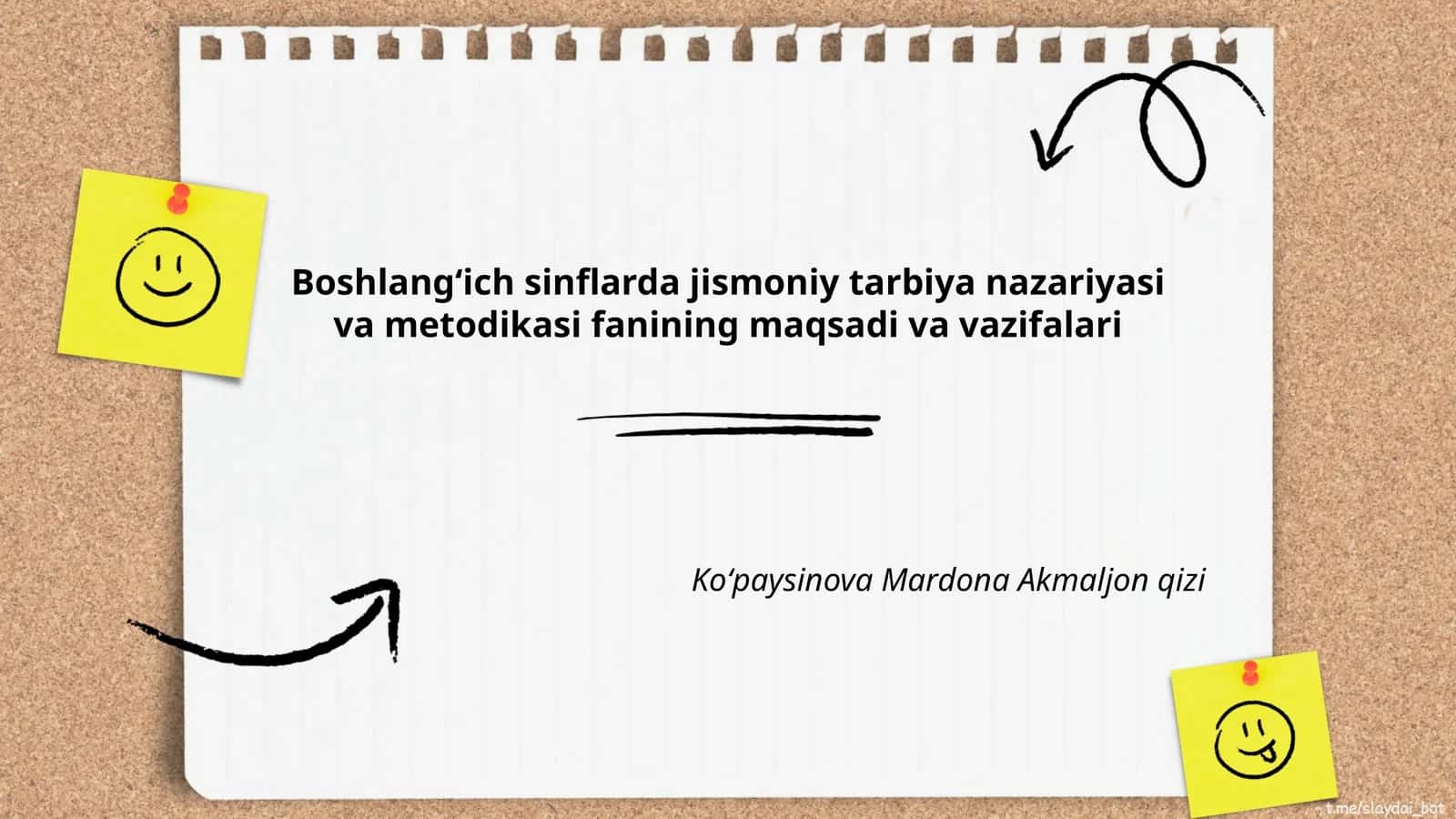 Boshlangʻich sinflarda jismoniy tarbiya nazariyasi va metodikasi fanining maqsadi va vazifalari 1