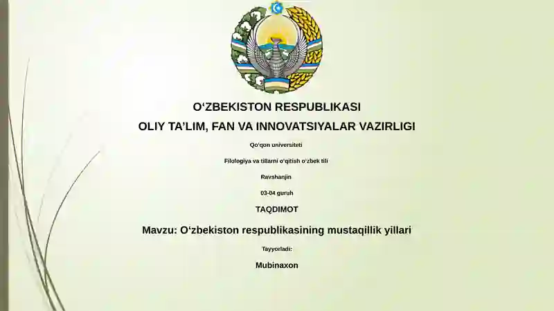 Oʻzbekiston respublikasining mustaqillik yillari