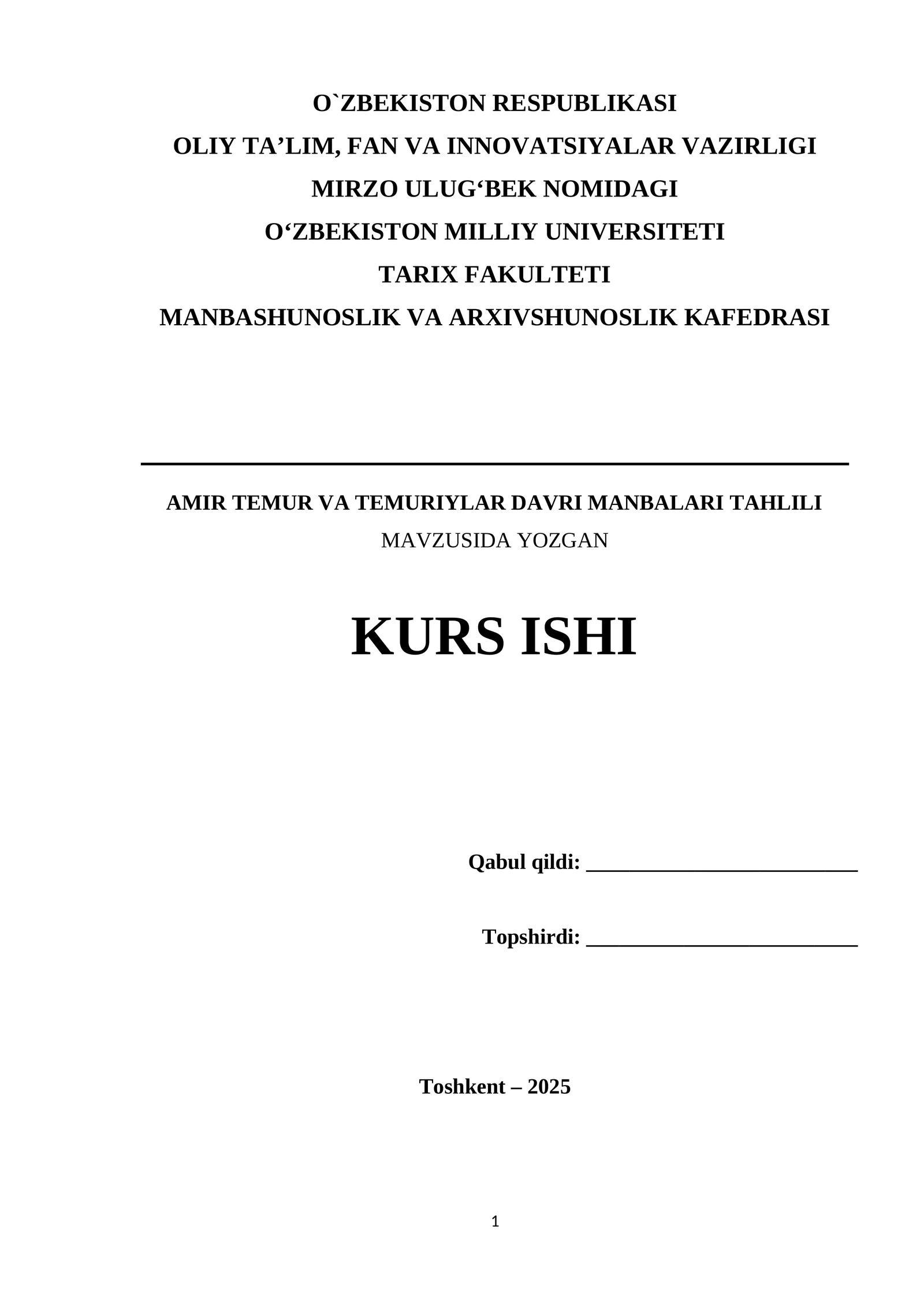 AMIR TEMUR VA TEMURIYLAR DAVRI MANBALARI TAHLILI 1