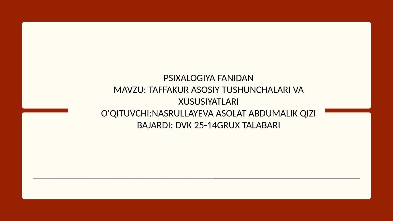 TAFFAKUR ASOSIY TUSHUNCHALARI VA XUSUSIYATLARI 1