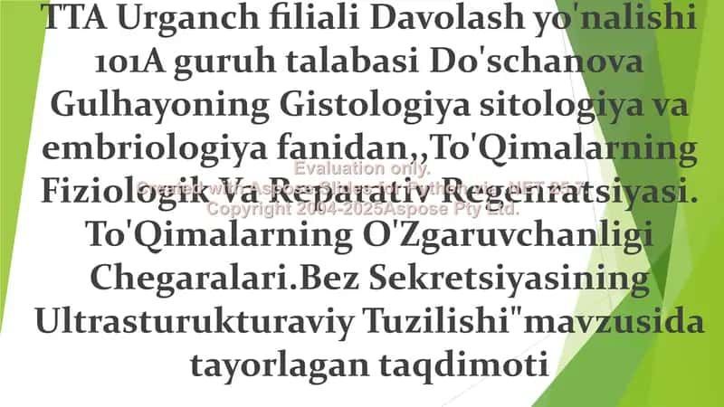 To'Qimalarning Fiziologik Va Reparativ Regenratsiyasi 1