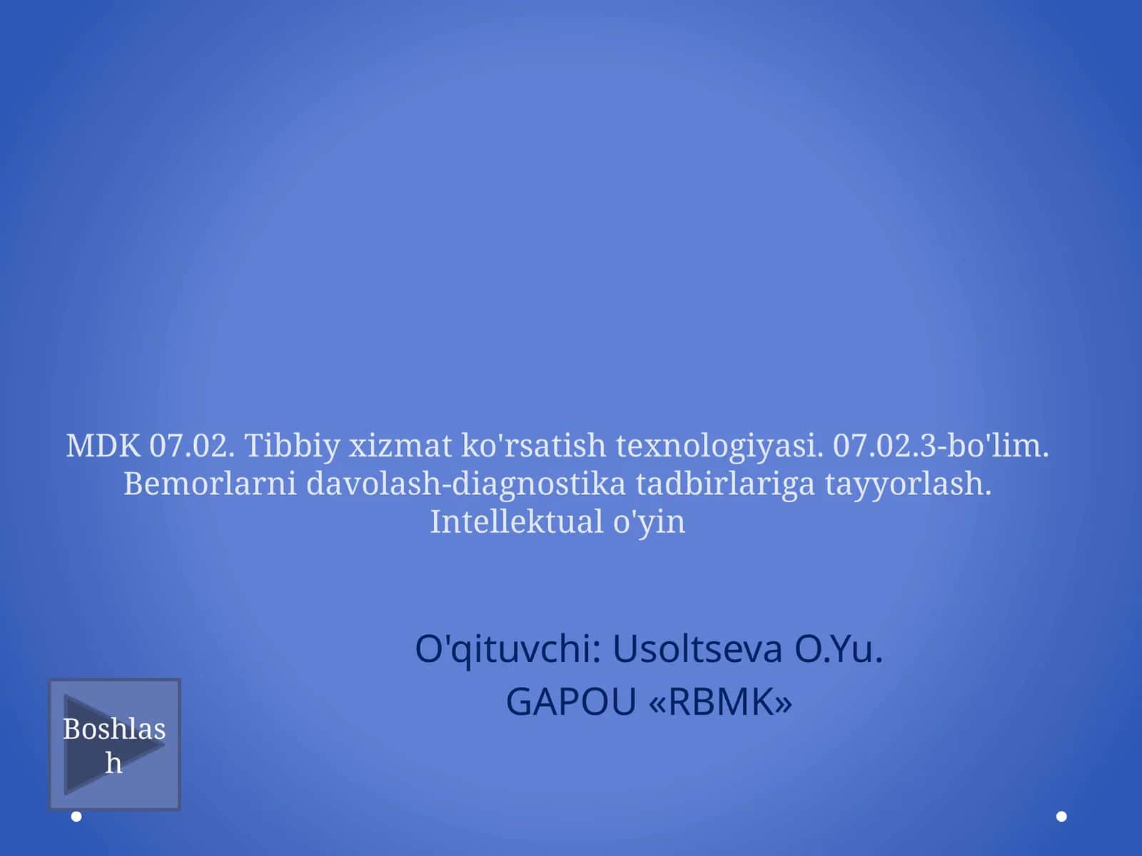 Bemorlarni davolashga tayyorlash texnologiyalari 1