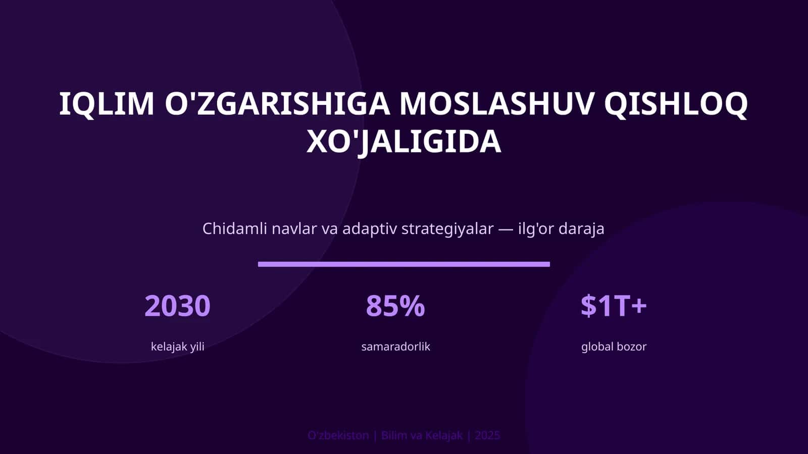 IQLIM O'ZGARISHIGA MOSLASHUV QISHLOQ XO'JALIGIDA 1