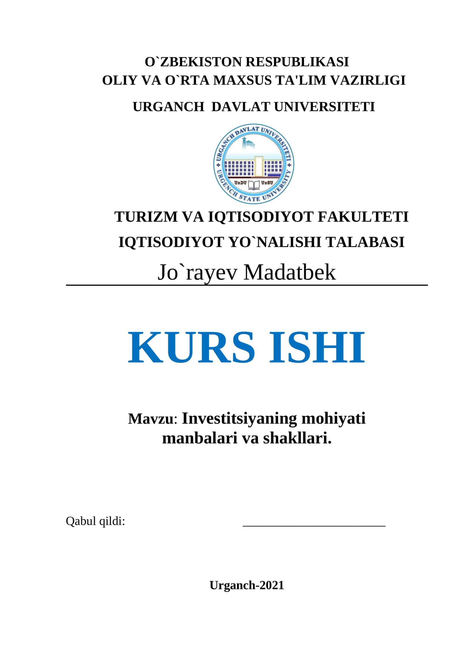 Investitsiyaning mohiyati manbalari va shakllari 1