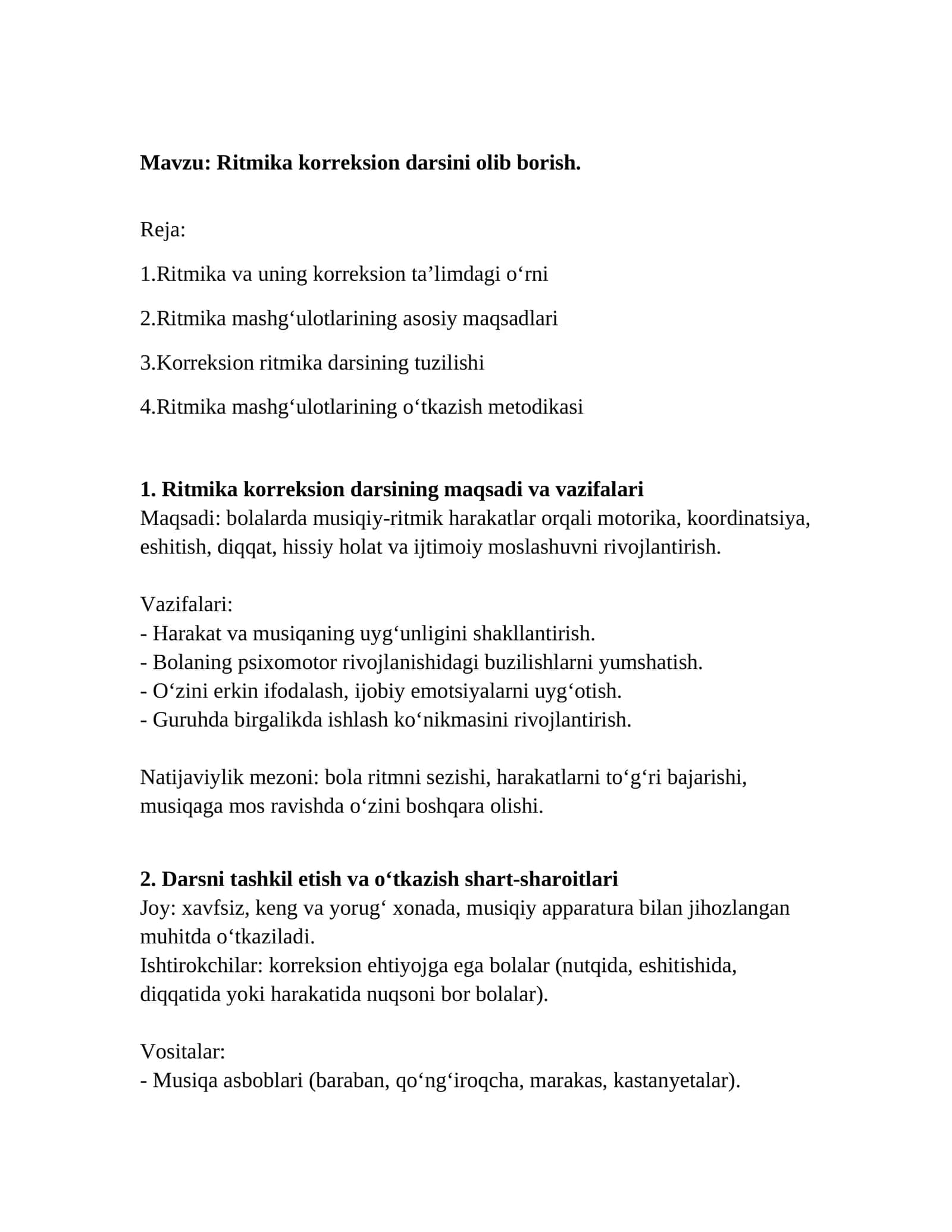 Ritmika korreksion darsi 1