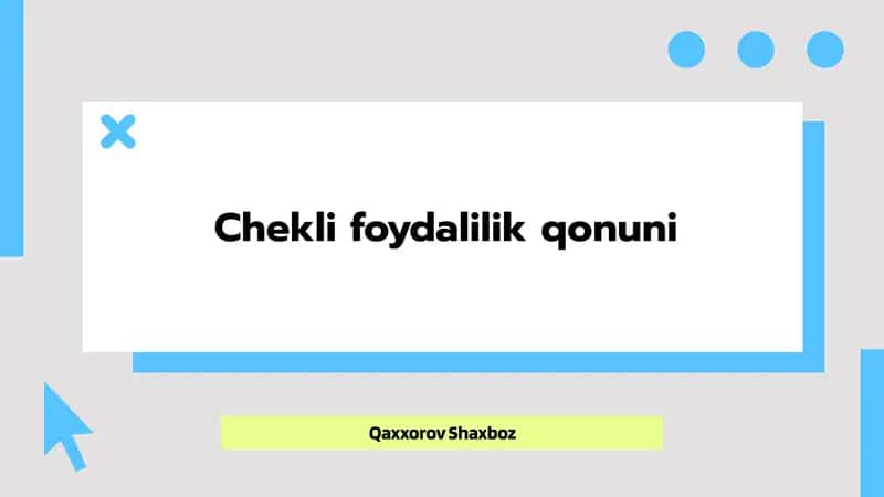 Foydalilik qonuni 1