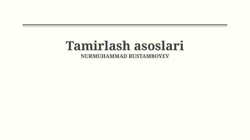 Tamirlash asoslari 1