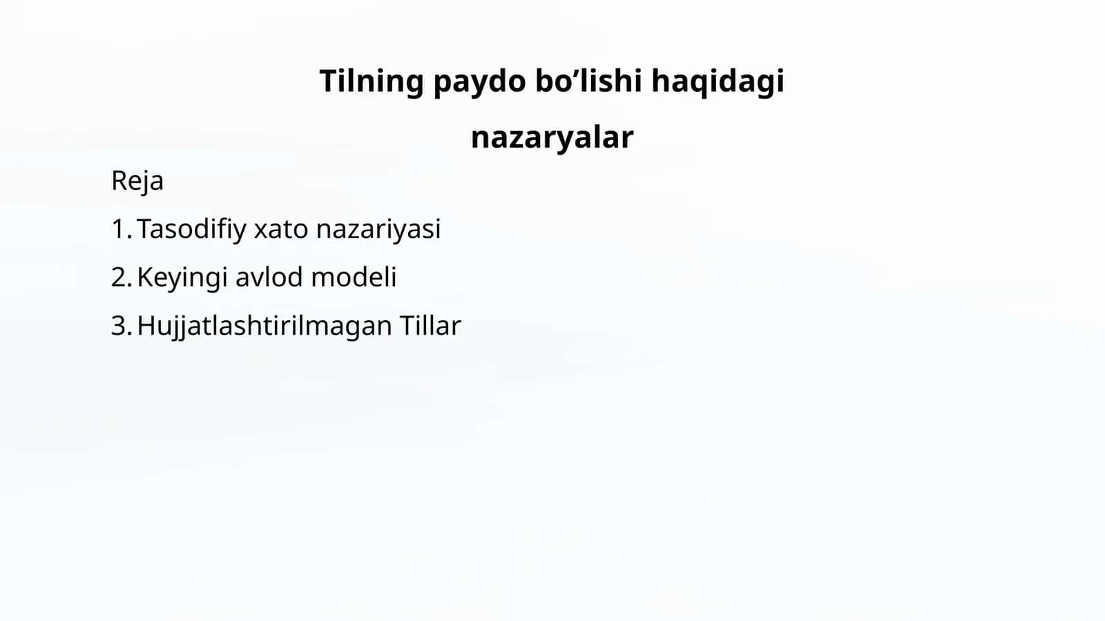 Tilning paydo bo'lishi haqida nazariyalar 1