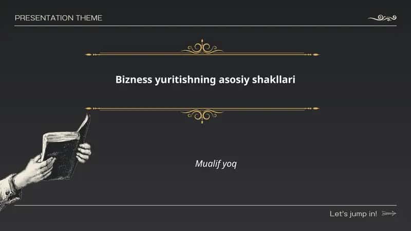 Bizness yuritishning asosiy shakllari 1