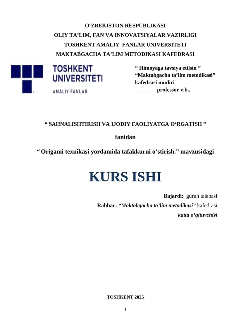 Origami texnikasi yordamida tafakkurni o‘stirish 1