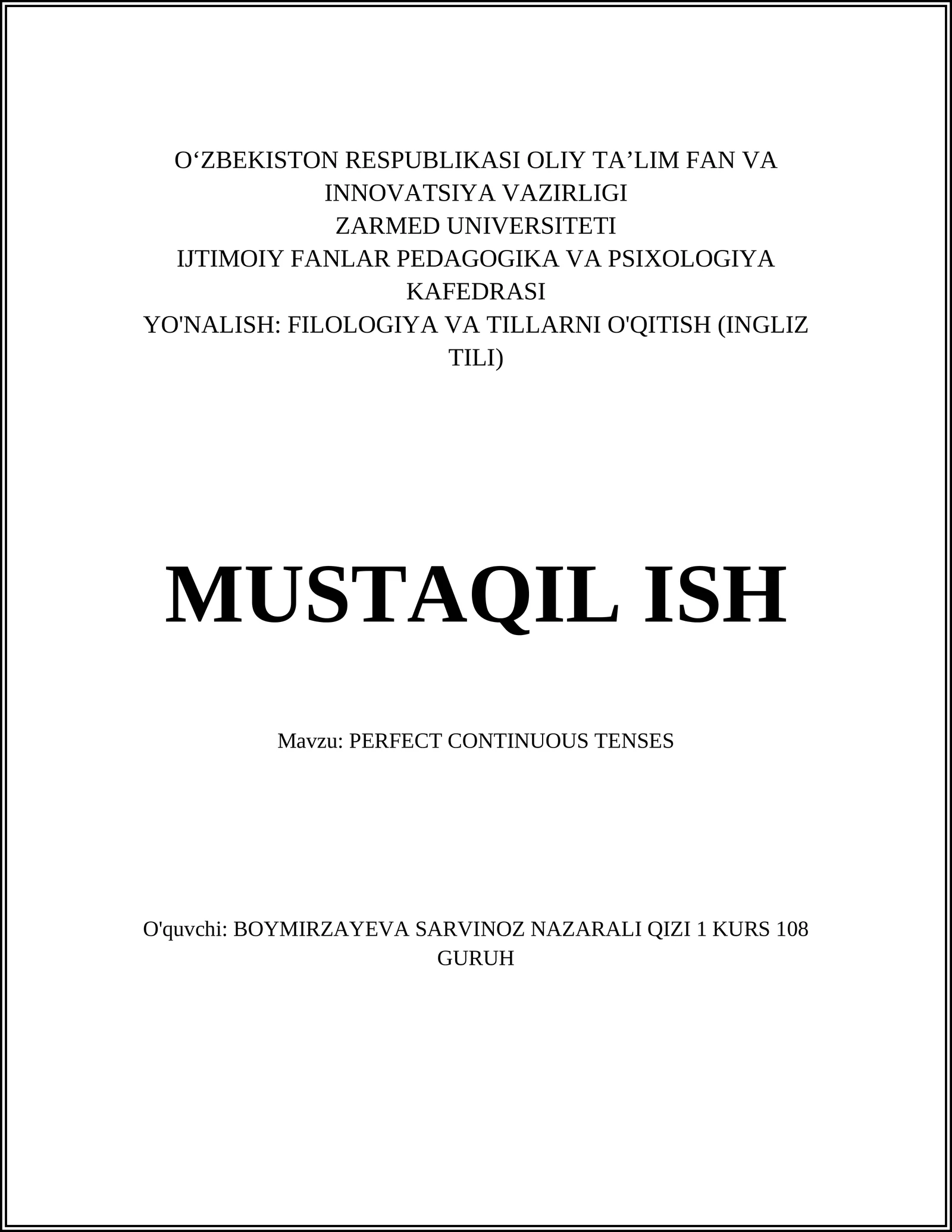 PERFECT CONTINUOUS TENSES 1
