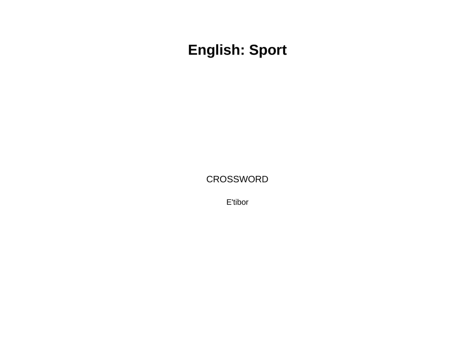 Ingliz tili: Sport 1