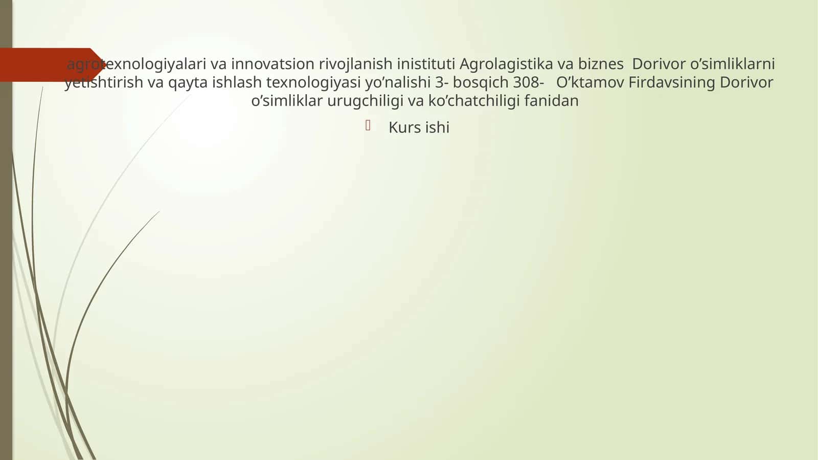 Banano o'simligi biologiyasi 1