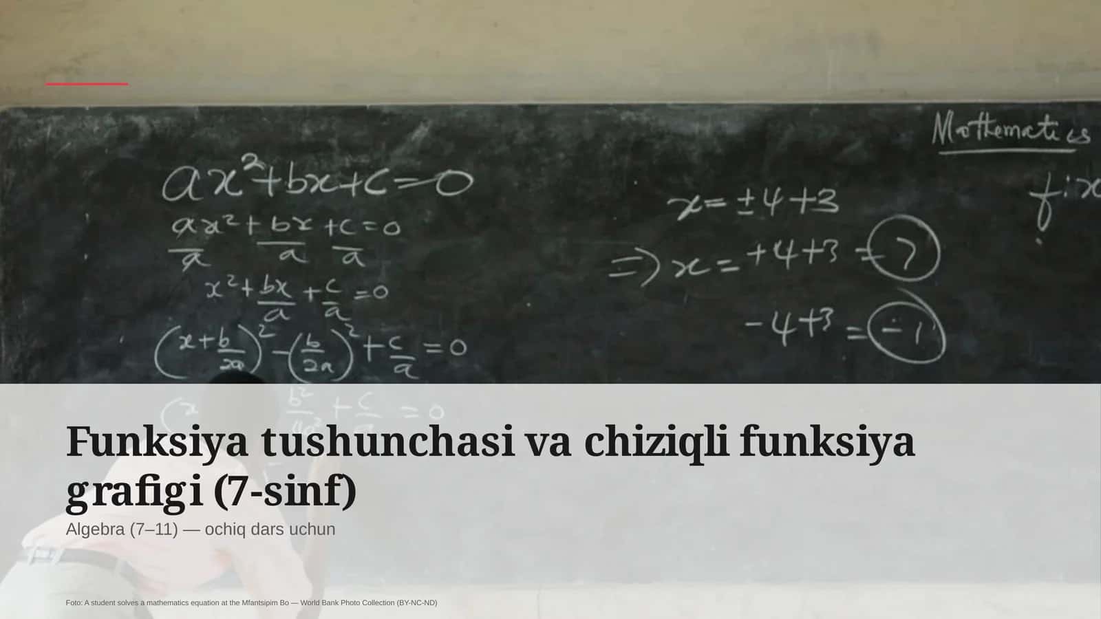 Funksiya tushunchasi va chiziqli funksiya grafigi (7-sinf) 1