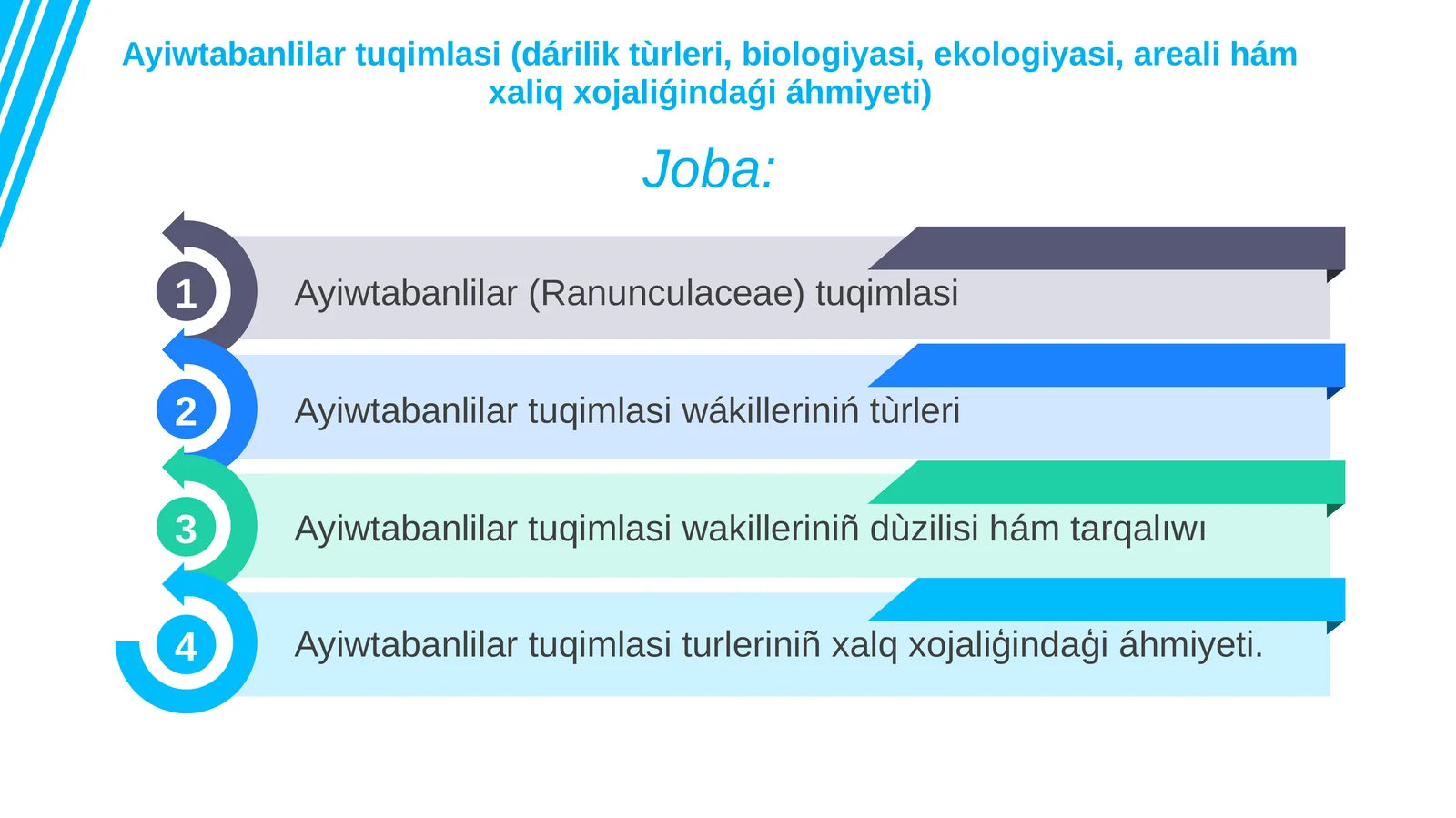 Ayiwtabanlilar tuqimlasi (dárilik tùrleri, biologiyasi, ekologiyasi, areali hám xaliq xojaliǵindaǵi áhmiyeti) 1
