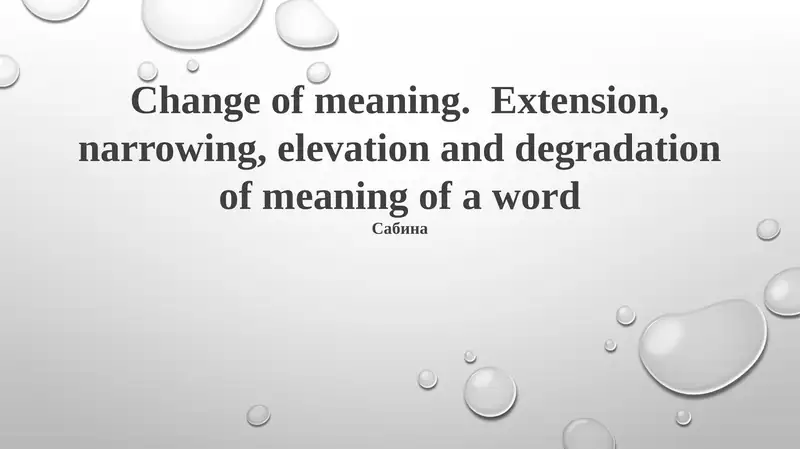 Understanding Semantic Change: Types and Mechanisms 1