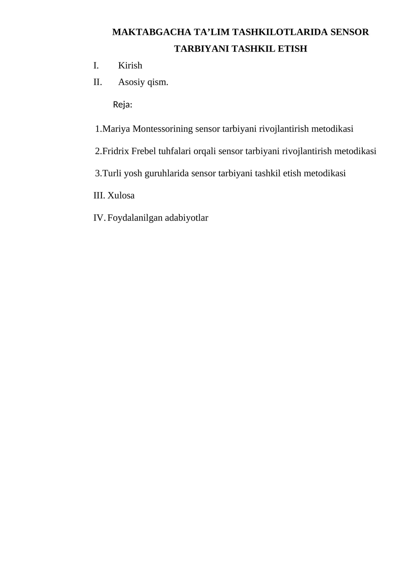 Sensor Tarbiyani Tashkil Etish 1