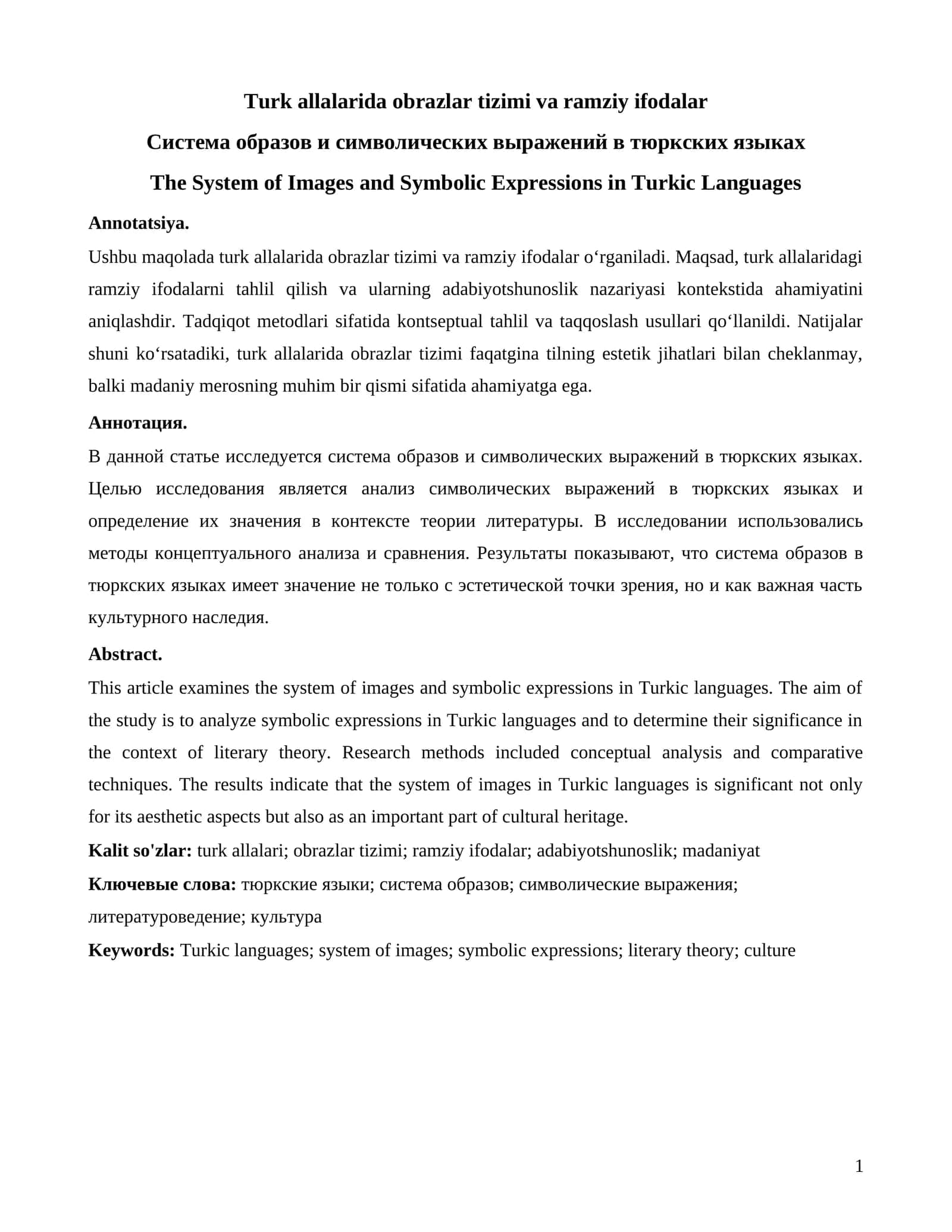 Turk allalarida obrazlar tizimi va ramziy ifodalar 1