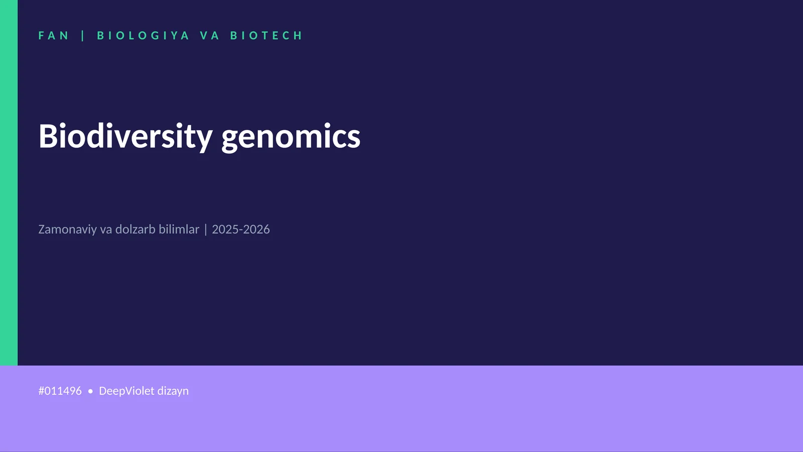 Biodiversity genomics 1
