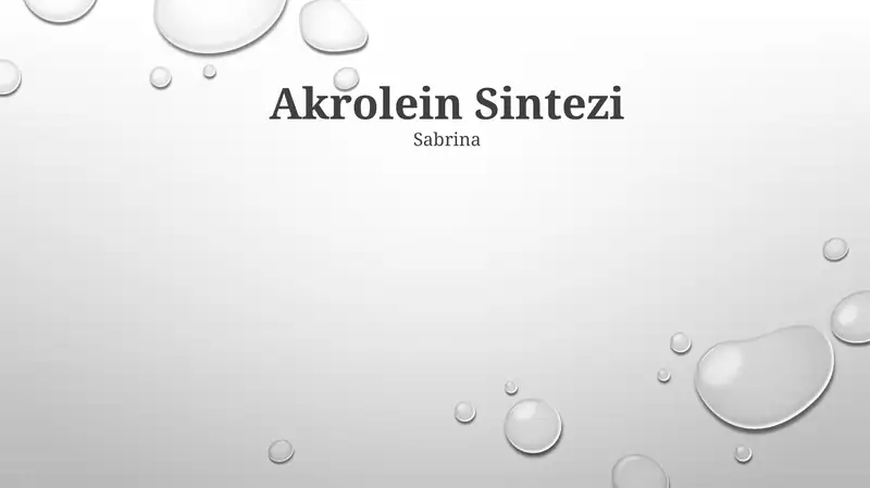 Akrolein Sintezi 1