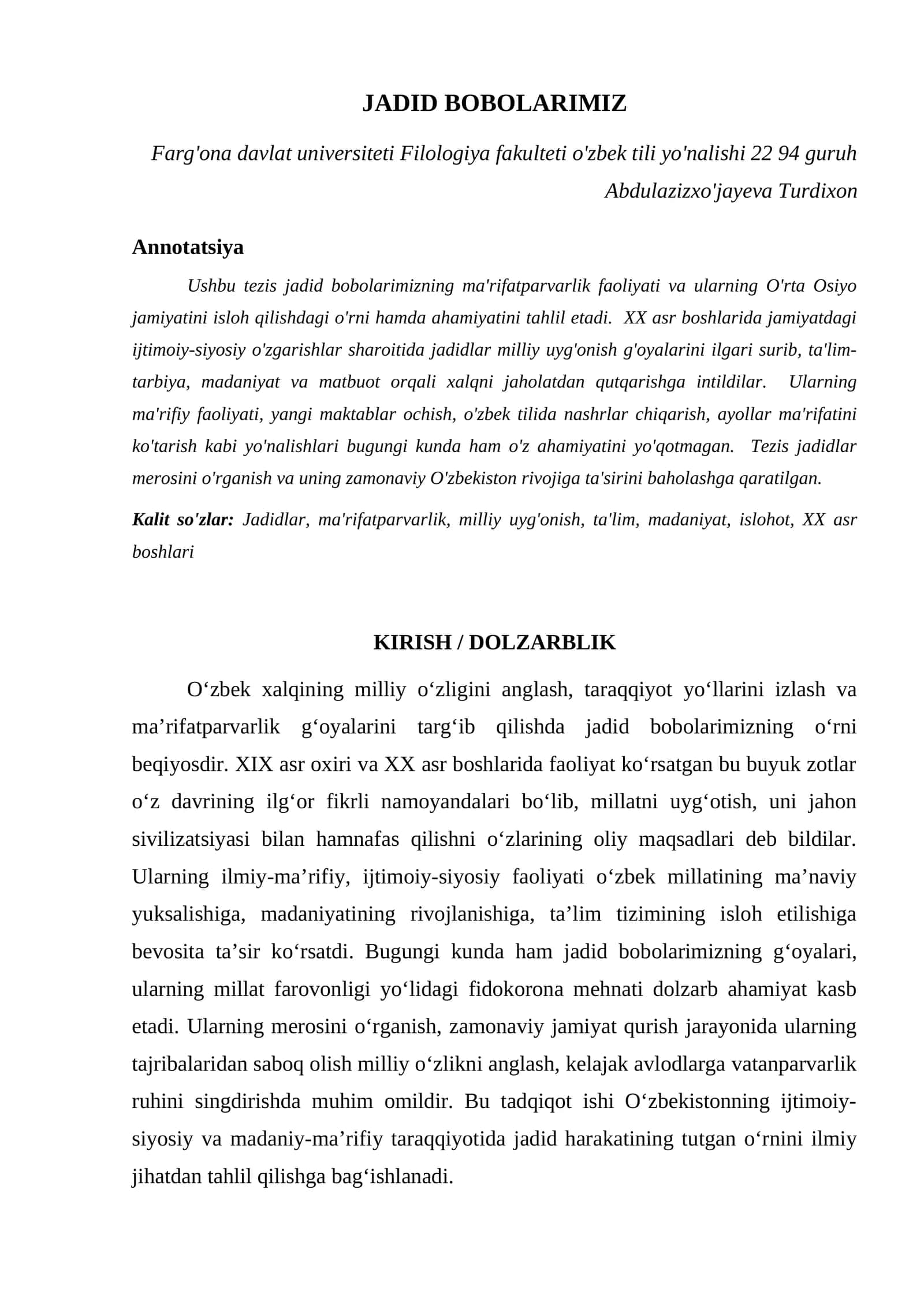 JADID BOBOLARIMIZ 1