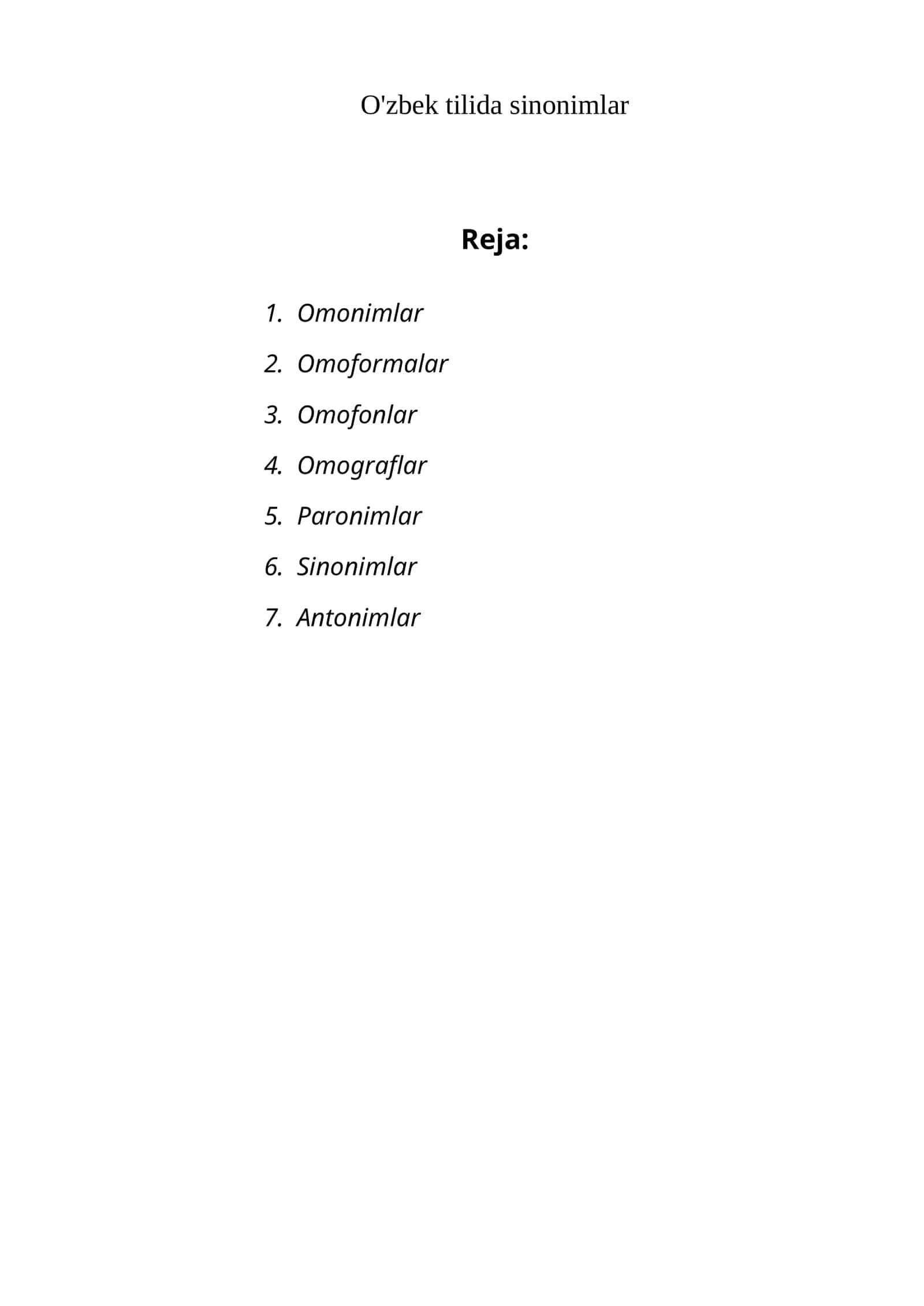 O'zbek tilida sinonimlar 1