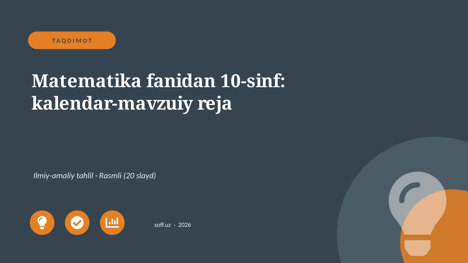 Matematika fanidan 10-sinf: kalendar-mavzuiy reja 1