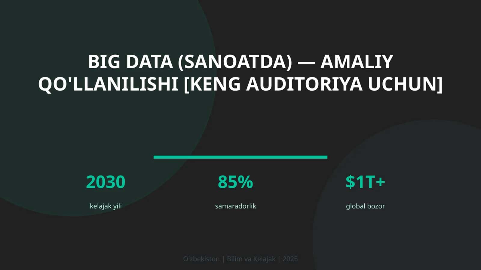 BIG DATA (SANOATDA) — AMALIY QO'LLANILISHI [KENG AUDITORIYA UCHUN] 1