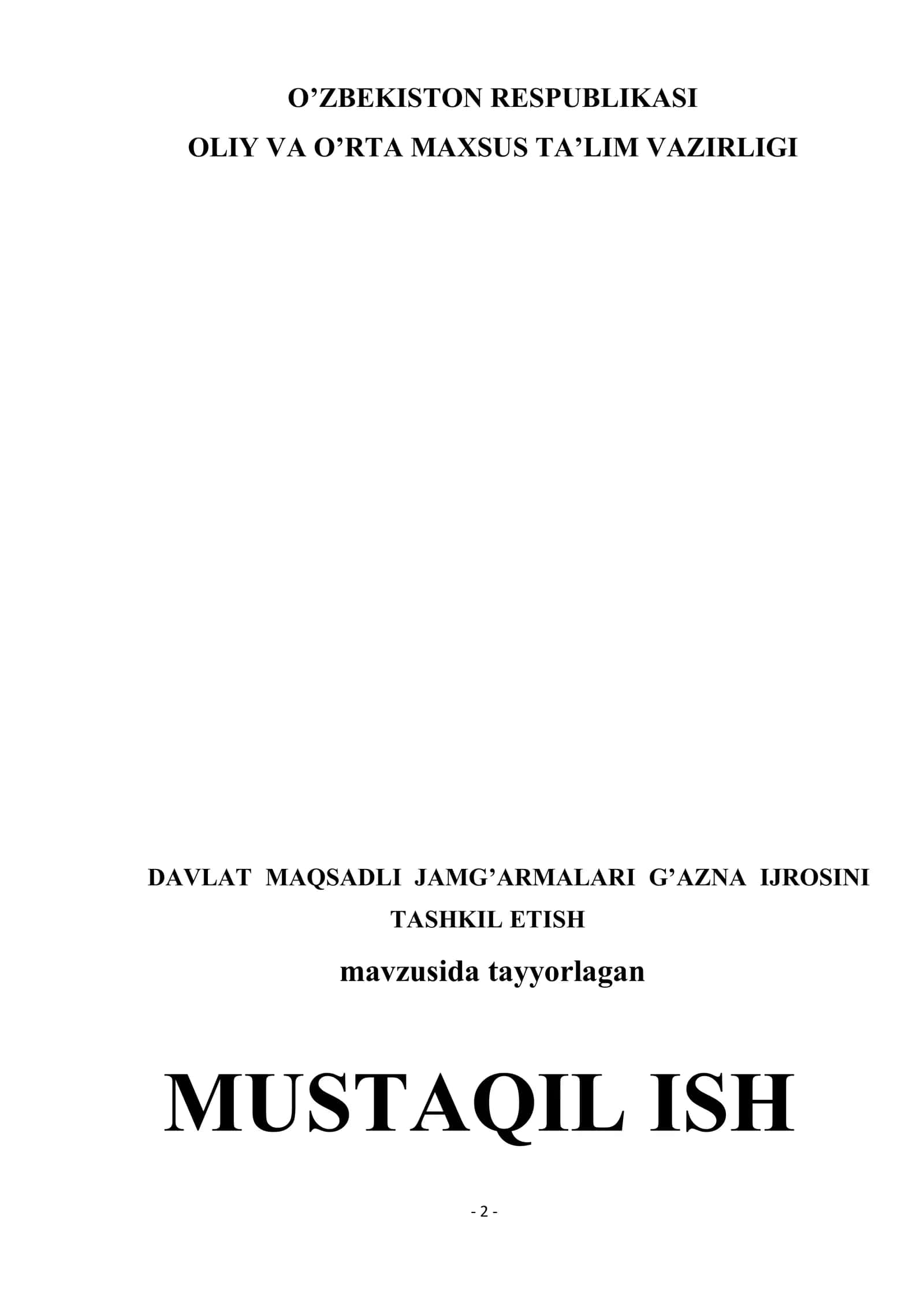 DAVLAT MAQSADLI JAMG’ARMALARI G’AZNA IJROSINI TASHKIL ETISH 1