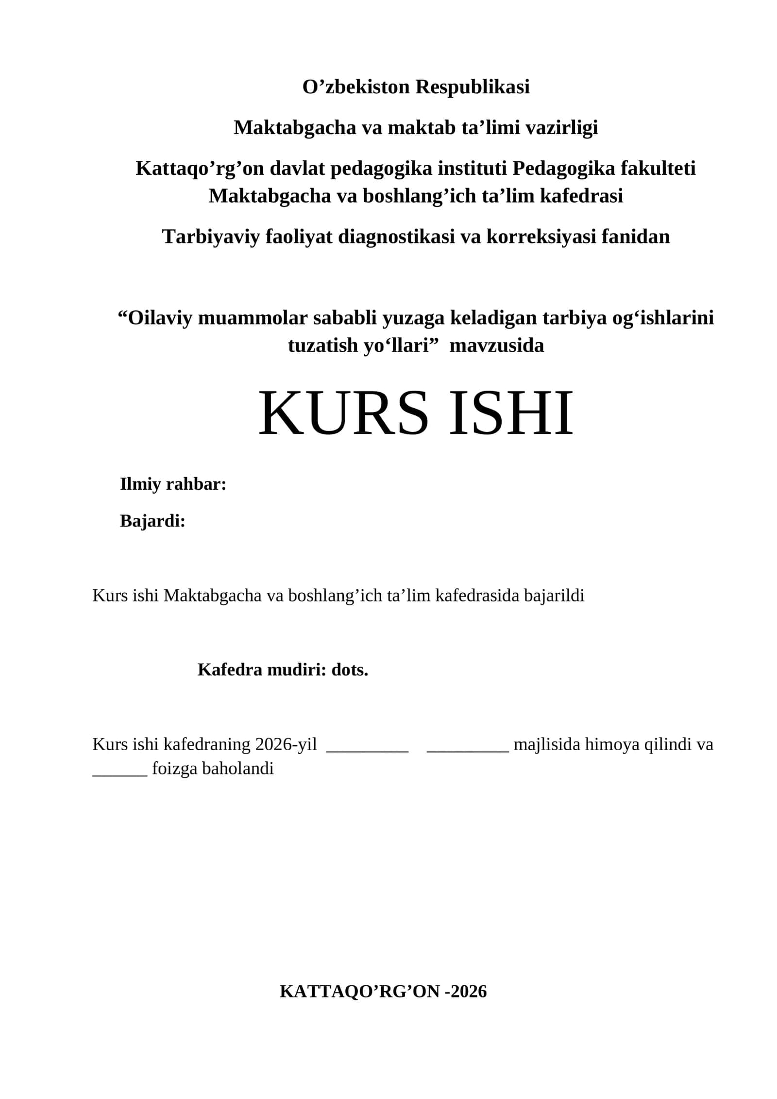 Oilaviy muammolar sababli yuzaga keladigan tarbiya og‘ishlarini tuzatish yo‘llari 1