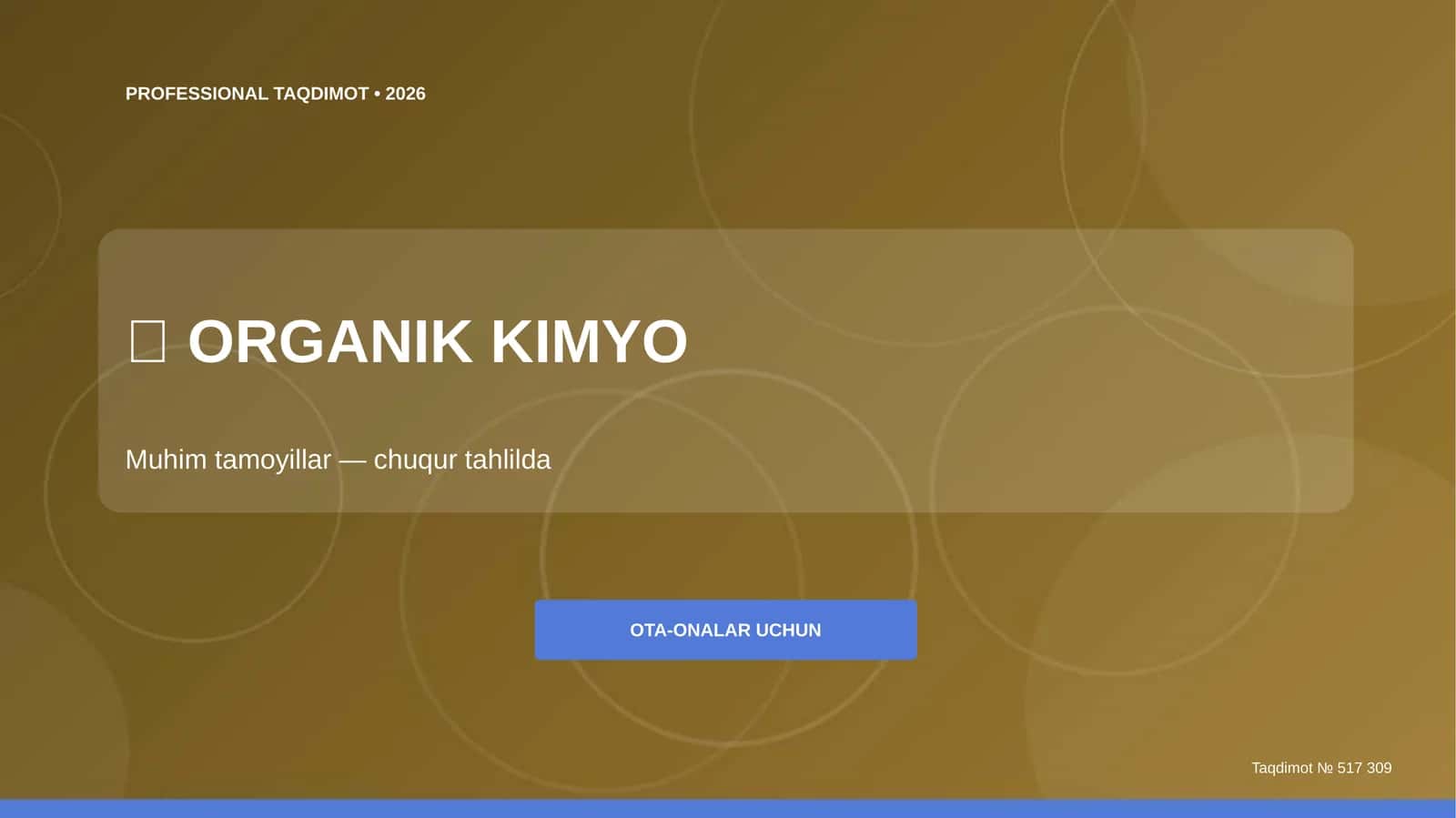 ORGANIK KIMYO Muhim tamoyillar 1