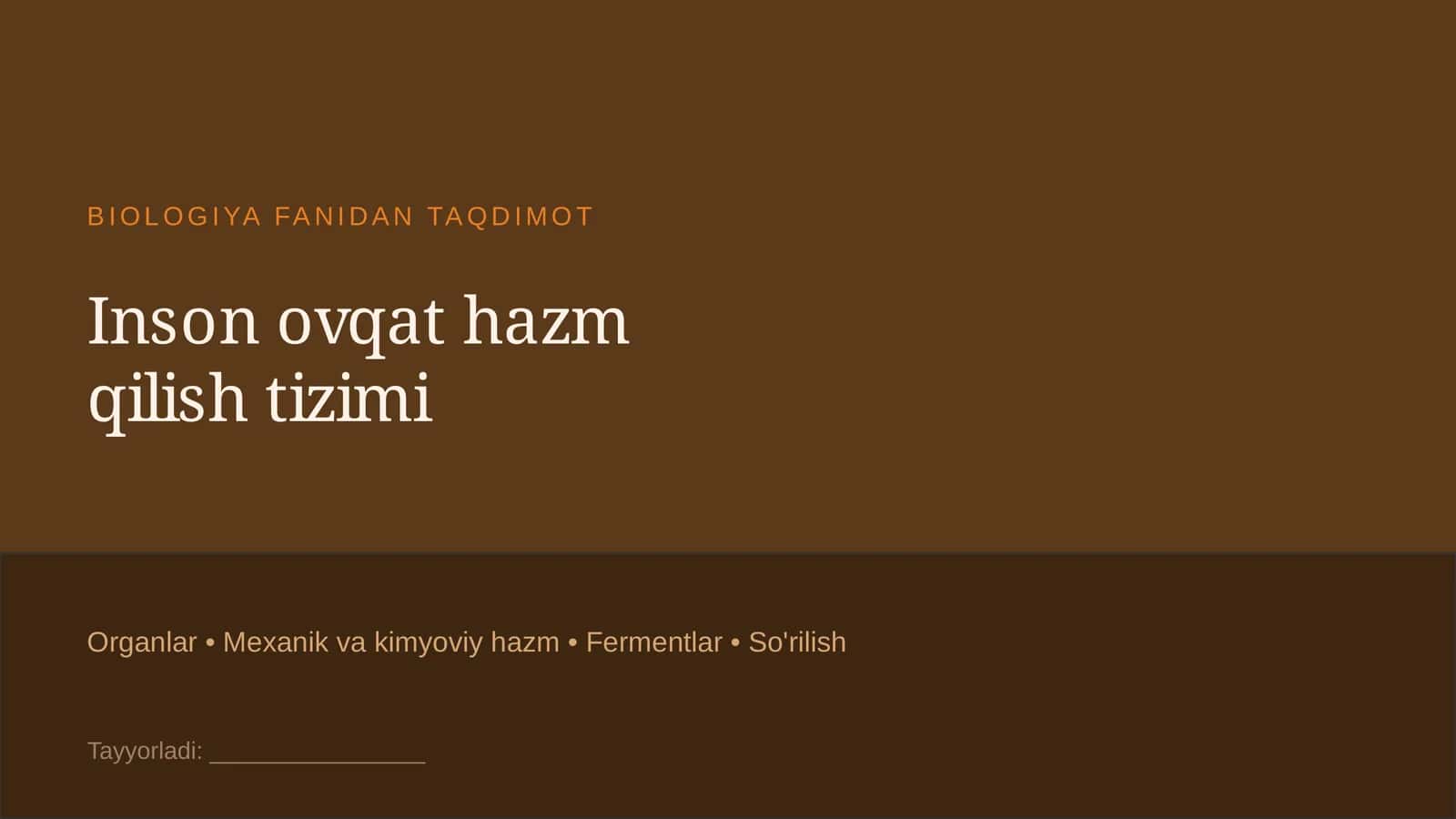 Insonning ovqat hazm qilish tizimi 1