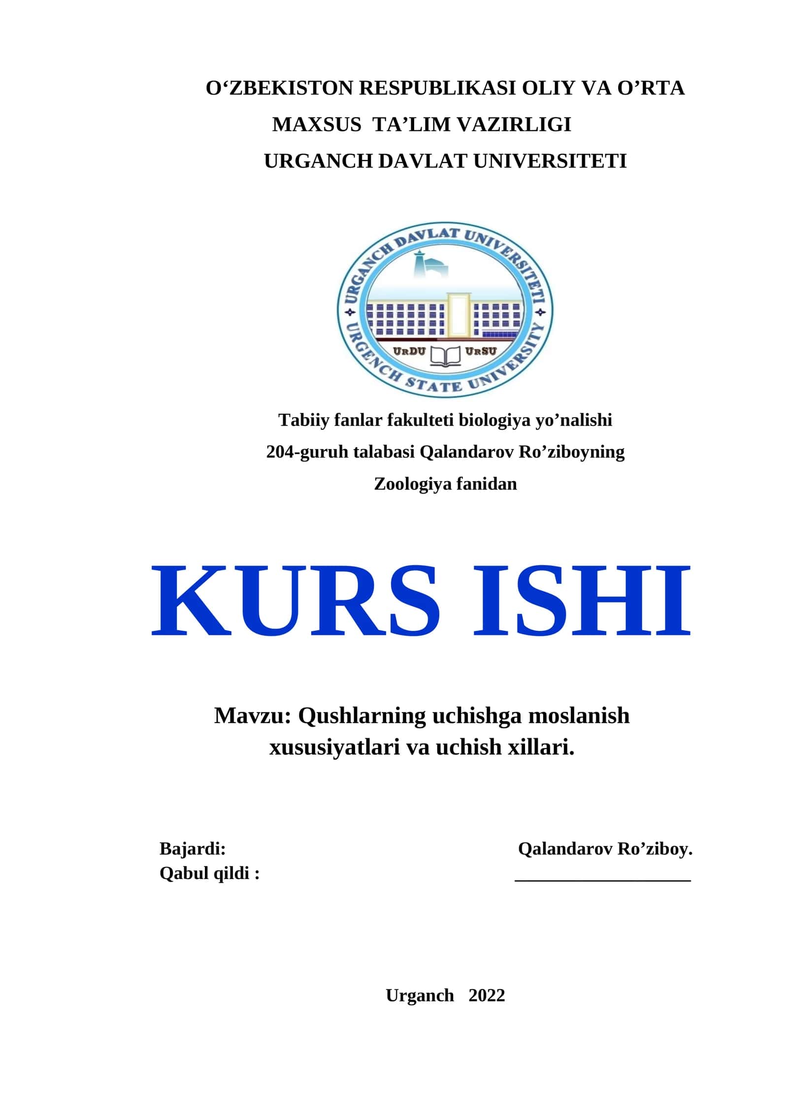 Qushlarning uchishga moslanish xususiyatlari va uchish xillari 1