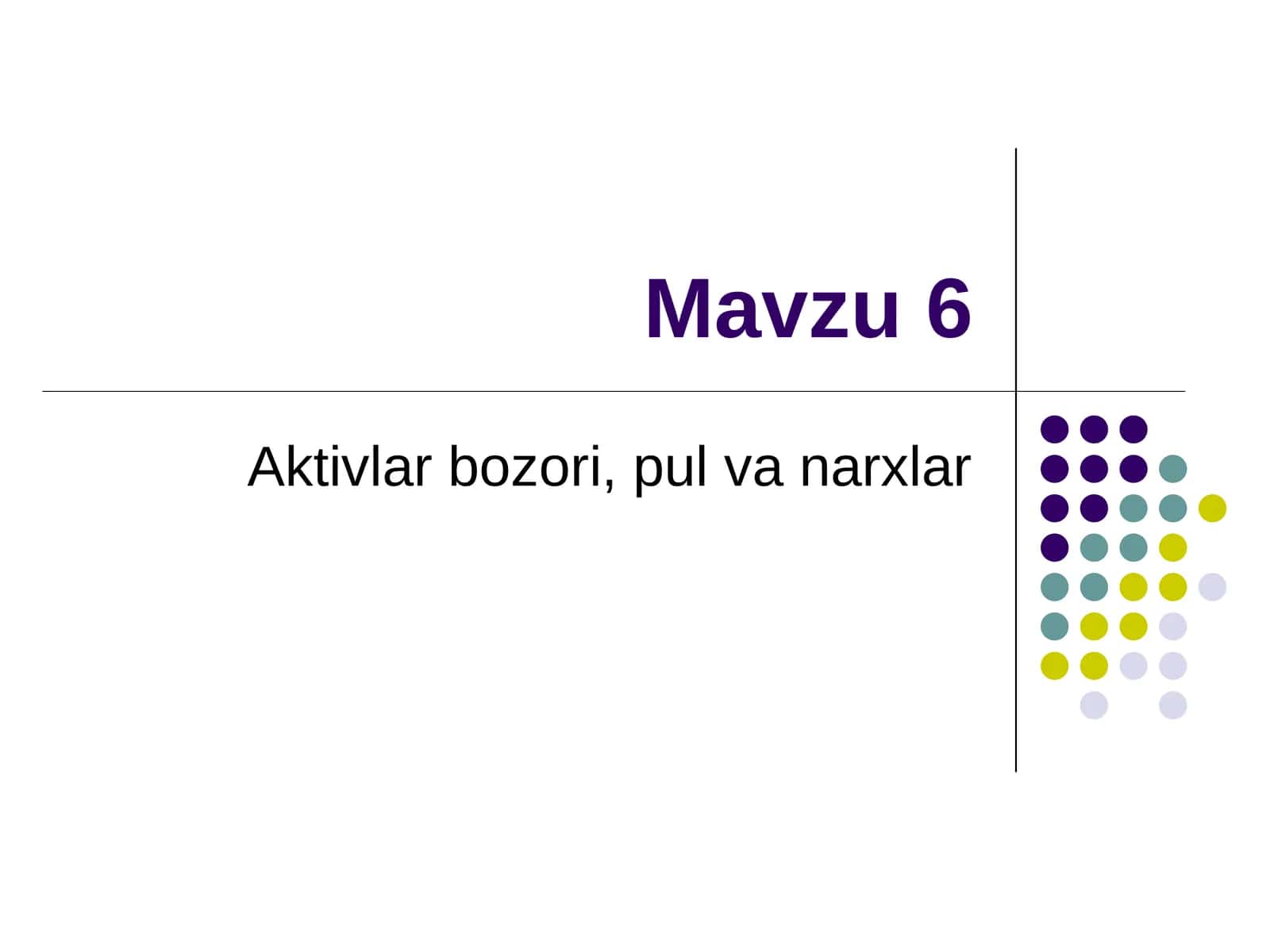 Aktivlar bozorining moliyalik tushunchasi 1