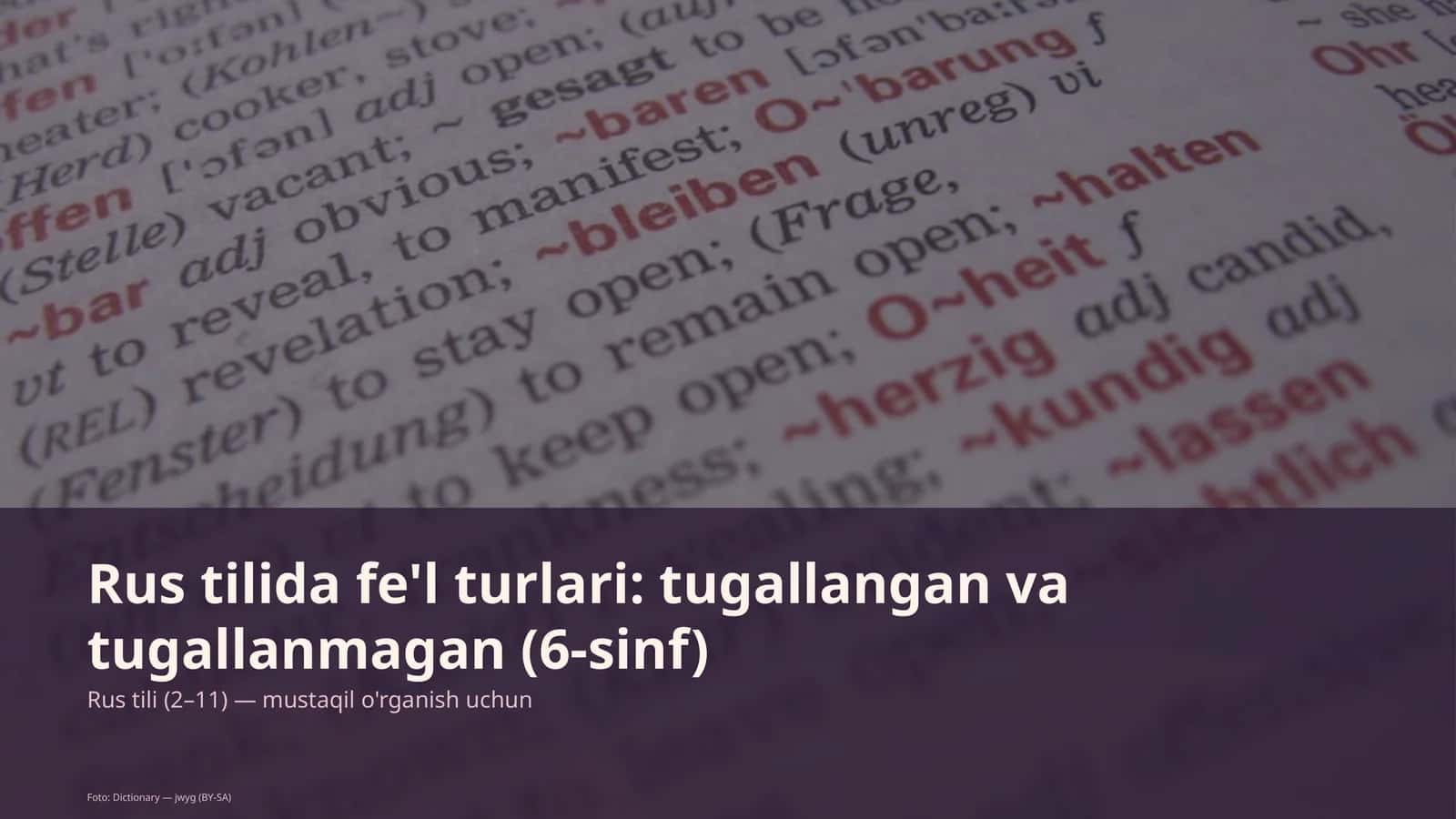 Rus tilida fe'l turlari: tugallangan va tugallanmagan (6-sinf) 1
