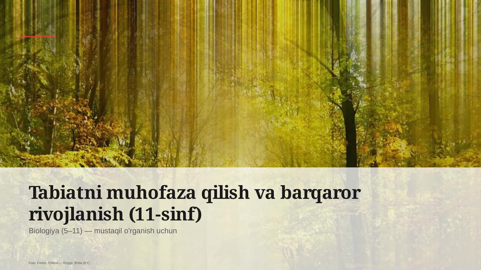 Tabiatni muhofaza qilish va barqaror rivojlanish (11-sinf) 1