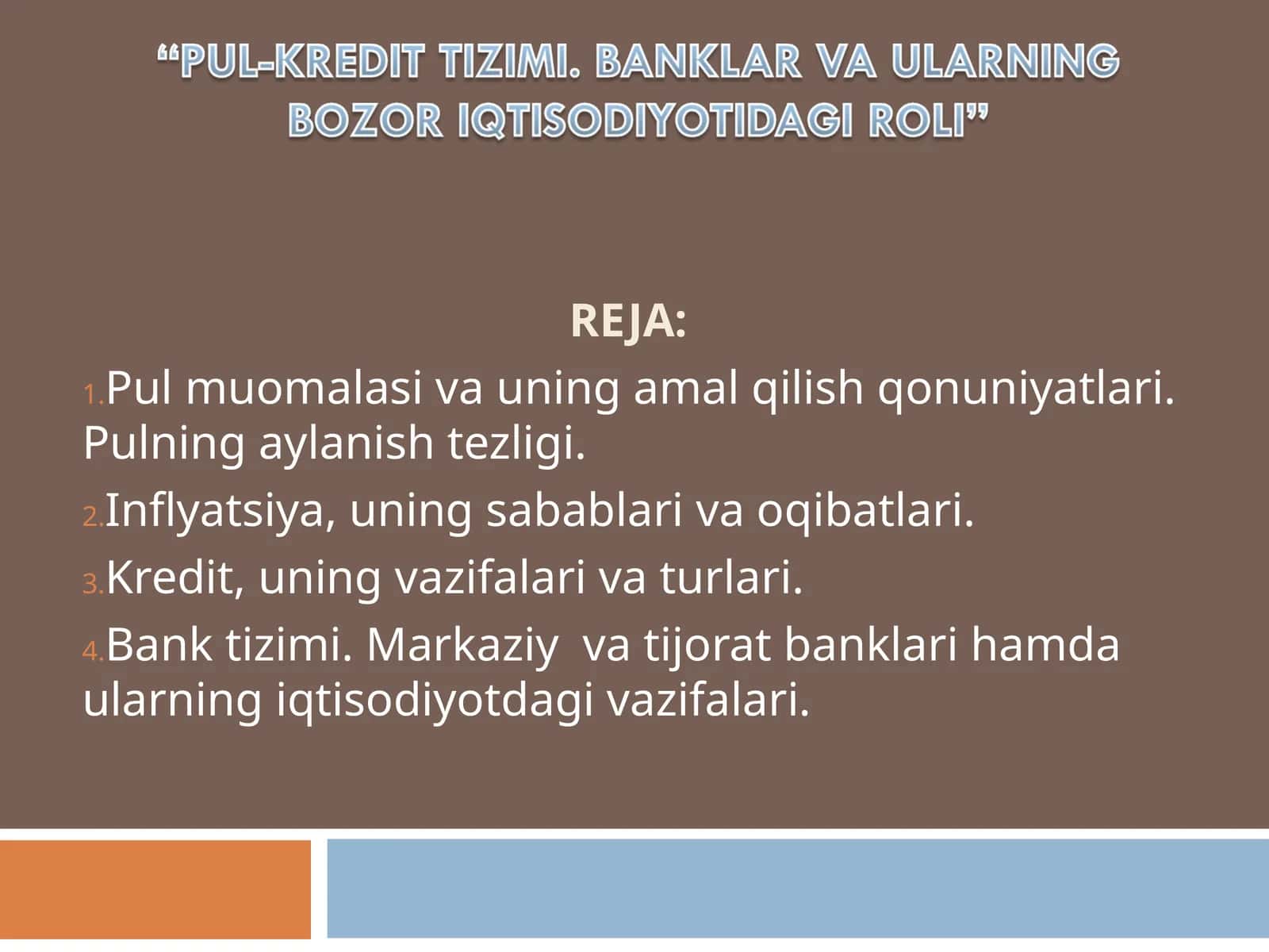 Pul moliyasi va uning amal qilish qonuniyatlari 1
