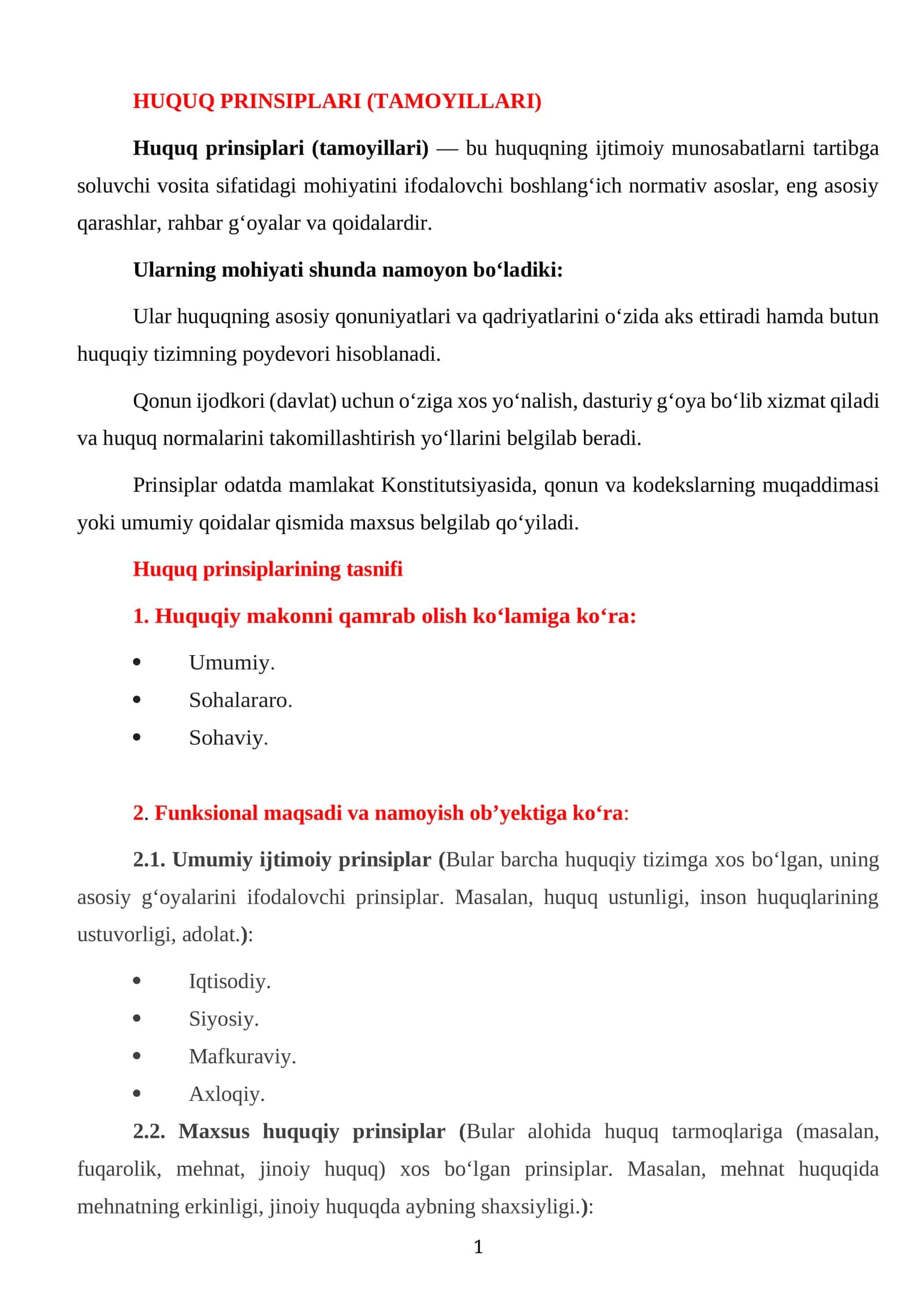 HUQUQ PRINSIPLARI (TAMOYILLARI) 1