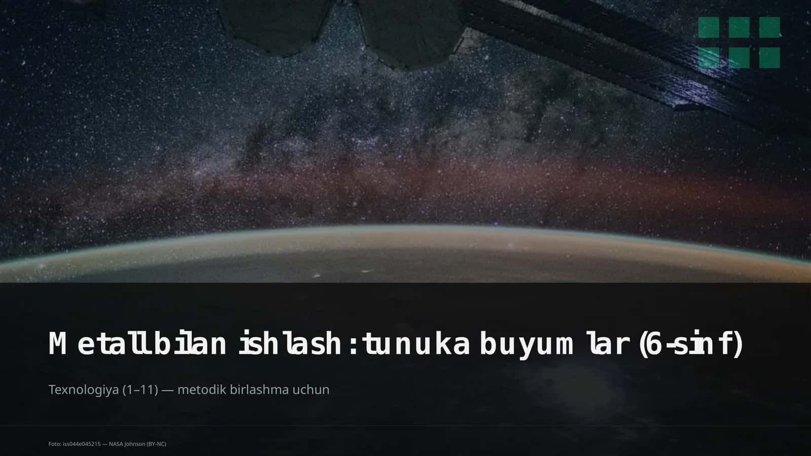 Metall bilan ishlash: tunuka buyumlar (6-sinf) 1