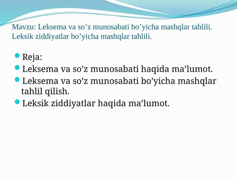 Leksema va so’z munosabati 1