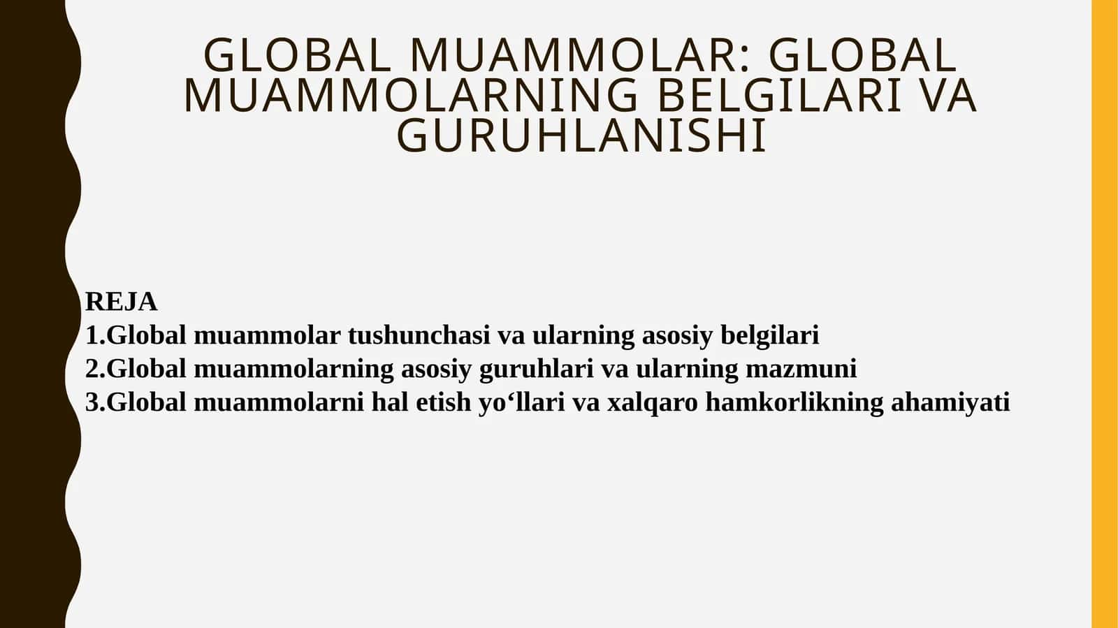 Global muammolar  global muammolarning belgilari va guruhlanishi 1