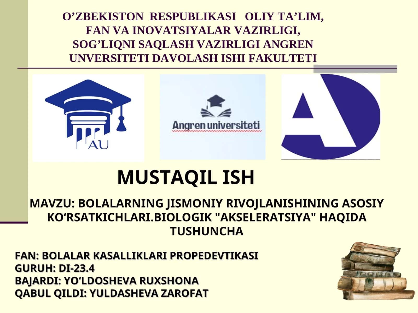 BOLALAR KASALLIKLARI PROPEDEVTIKASI 1