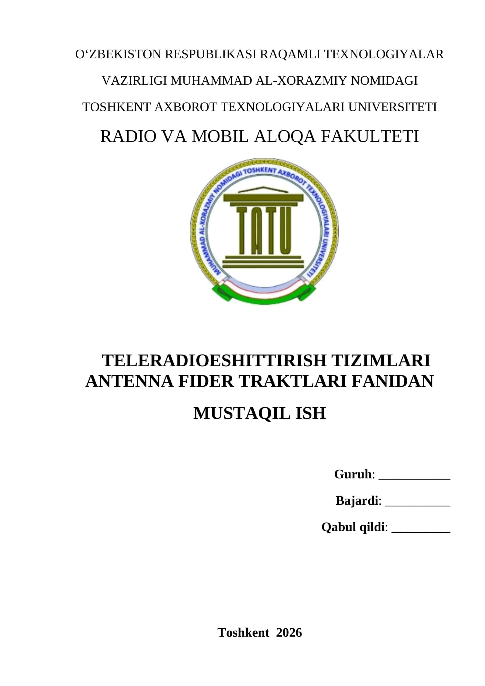 Teleradioeshittirsh tizimlarida antenna-fider traktlarining roli va ahamiyati 1