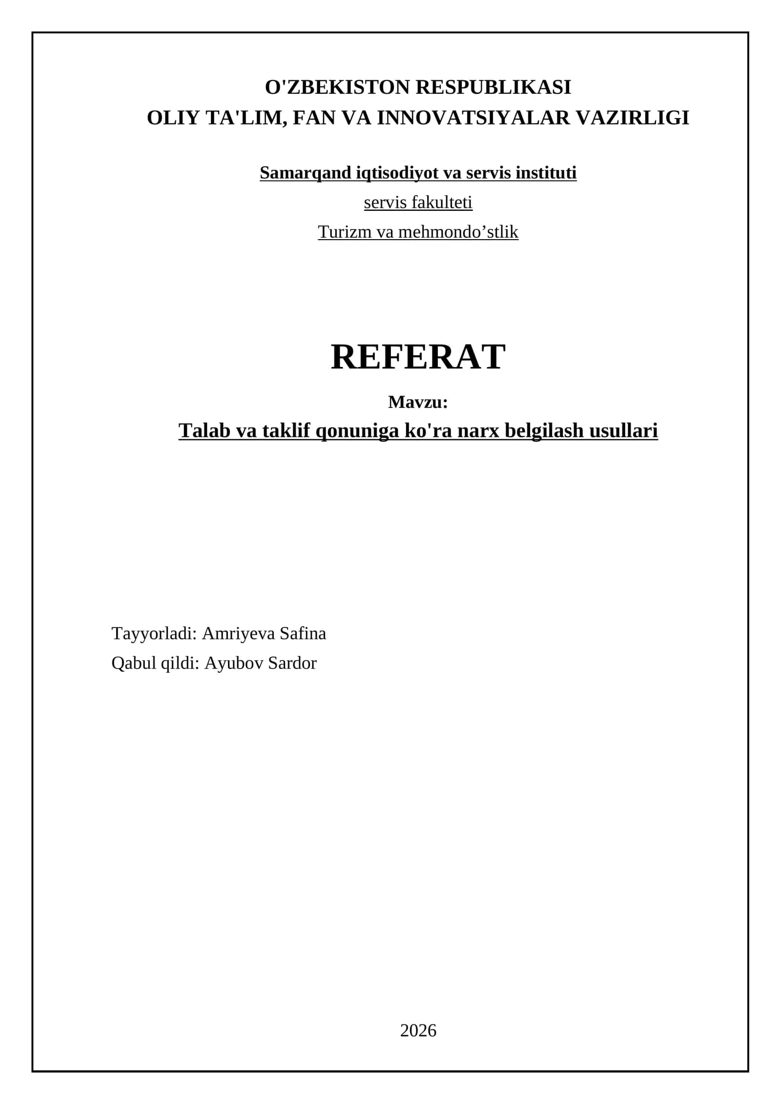 Talab va taklifning narxga ta'sirini tahlil qilish usullari 1