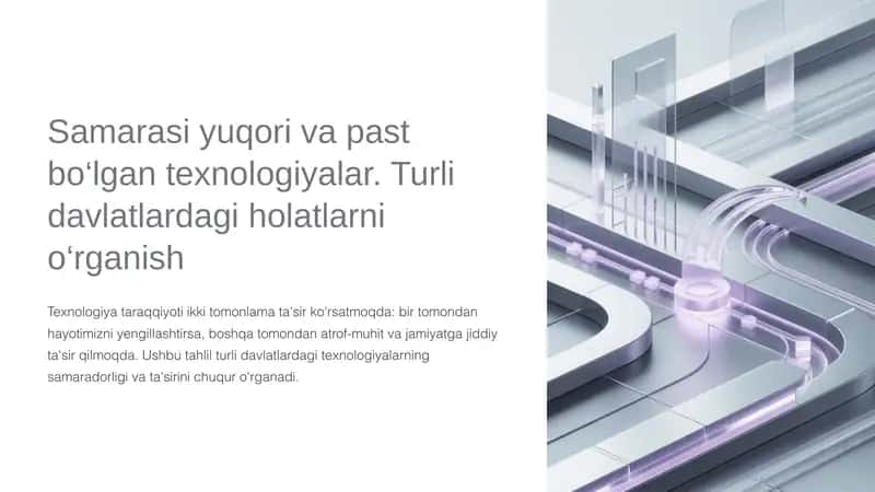 Samarasi yuqori va past bo‘lgan texnologiyalar. Turli davlatlardagi holatlarni o‘rganish 1