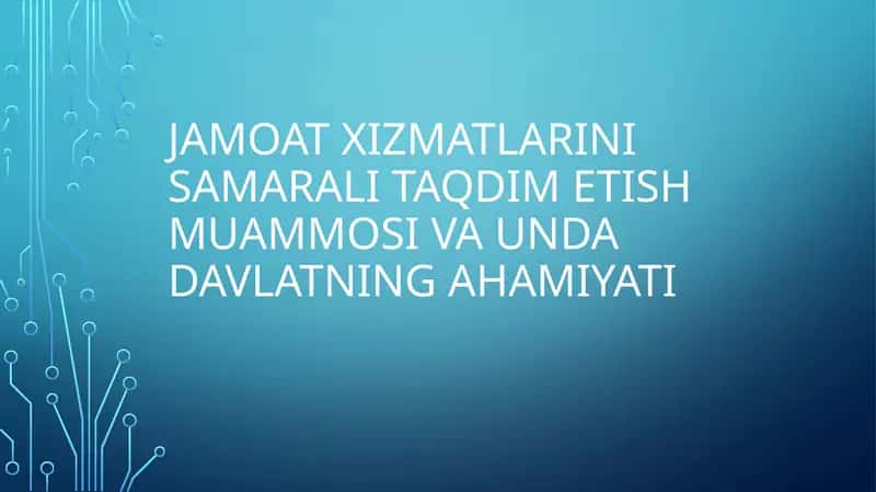 Jamoatxizmatlarini samarali taqdim etish muammosi va undagi davlatning ahamiyati 1